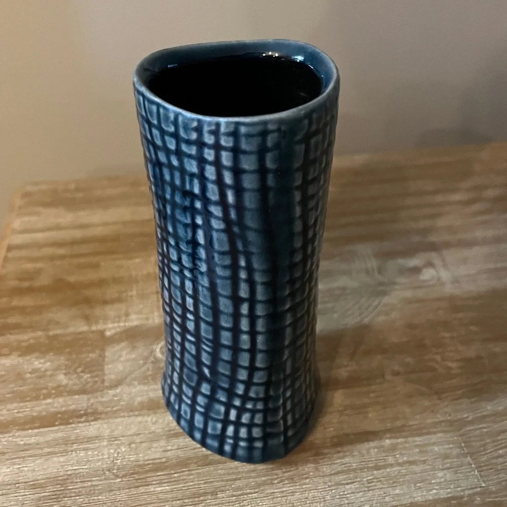 Threshold. Small Ceramic Teal Vase.